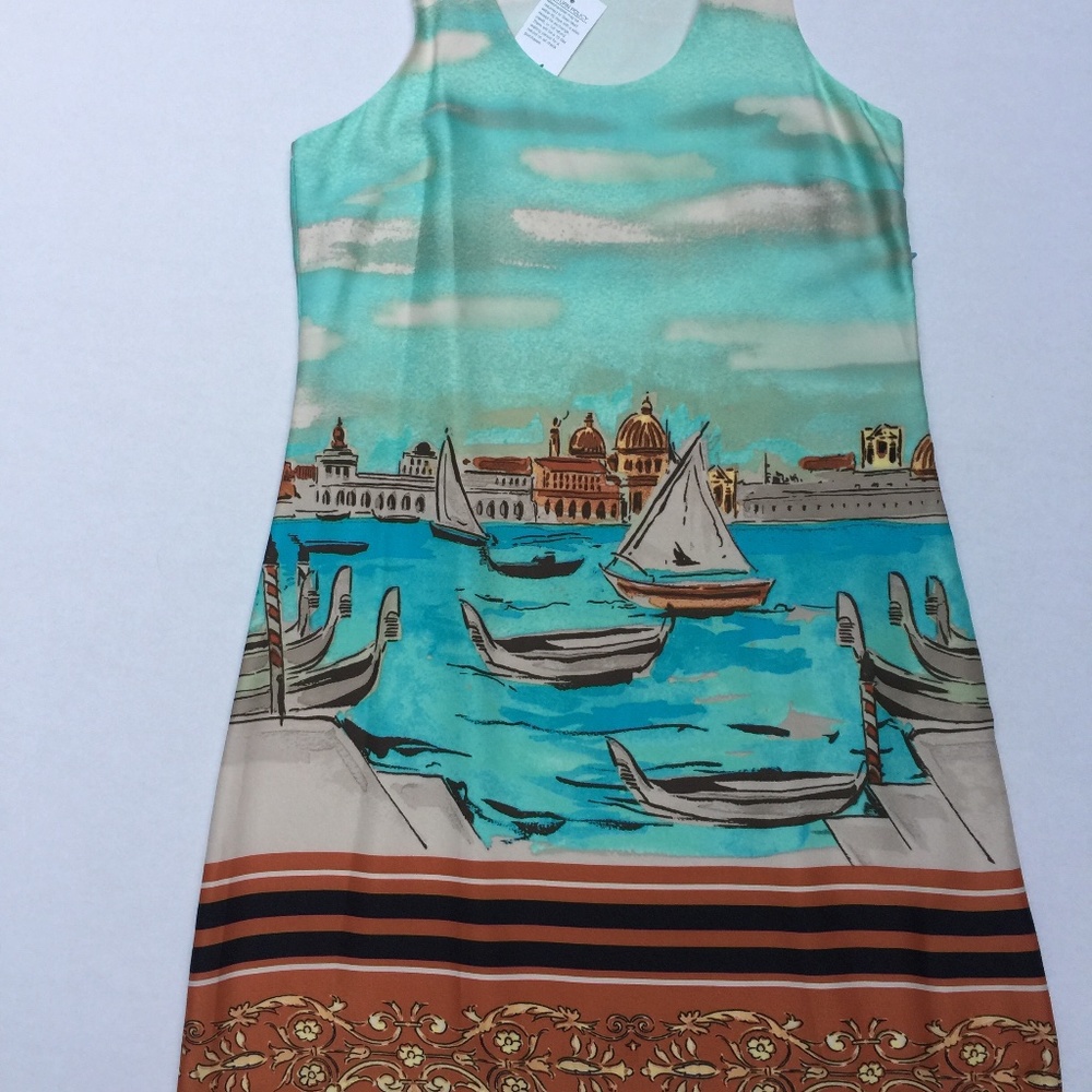 New Aqua Summer Dress With Boats